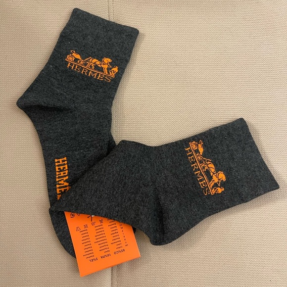 Equestrian Luxe Other - Premium Charcoal Crew Socks with Equestrian Embroidery